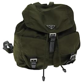 Prada-PRADA Backpack Nylon Khaki Auth 73101-Khaki