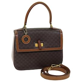Céline-CELINE Macadam Canvas Hand Bag PVC 2way Brown Auth ep4104-Brown