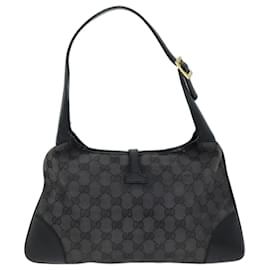 Gucci-GUCCI GG Canvas Sherry Line Jackie Sac à bandoulière Noir Blanc 001 4057 Auth 73366-Noir,Blanc