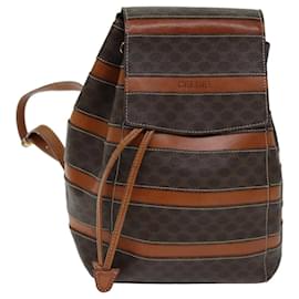 Céline-CELINE Macadam Canvas Backpack PVC Brown Auth 73130-Brown