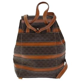 Céline-CELINE Macadam Canvas Backpack PVC Brown Auth 73130-Brown
