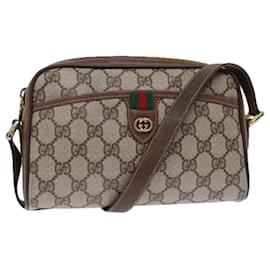Gucci-GUCCI GG Supreme Web Sherry Line Shoulder Bag PVC Beige 156 02 089 Auth yk12027-Beige