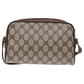 Gucci-GUCCI GG Supreme Web Sherry Line Shoulder Bag PVC Beige 156 02 089 Auth yk12027-Beige