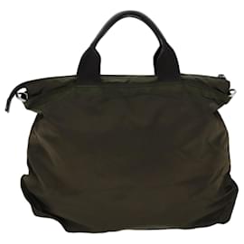 Prada-PRADA Borsa a mano Nylon 2 vie Marrone Auth ac2959-Marrone