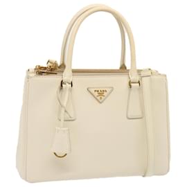 Prada-PRADA Galleria Hand Bag Safiano leather 2way White Auth yk12051-White