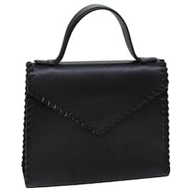 Saint Laurent-SAINT LAURENT Hand Bag Leather Black Auth ep4091-Black