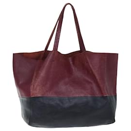 Céline-CELINE Horizontal Cabas Tote Bag Leather Red Black Auth yk11970-Black,Red
