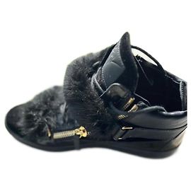 Giuseppe Zanotti High Top Sneaker aus schwarzem Lackleder Schwarz