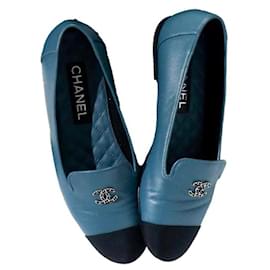 Chanel-CHANEL Ballerinas T.EU 38 Leder-Blau