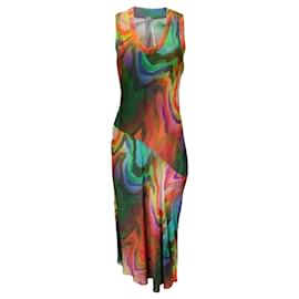 Autre Marque-Raquel Allegra Multi Waves Print Kennedy Midi Dress-Multiple colors