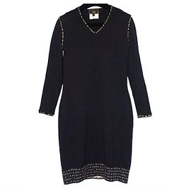 Fendi Black Cashmere Dress with Monogram Black
