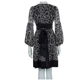 Diane Von Furstenberg-DvF Abby wrap dress with bell sleeves, pure silk-Black,White