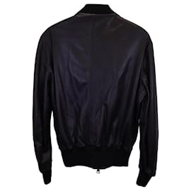 Ami-Ami Paris Zipped Jacket in Black Leather-Black