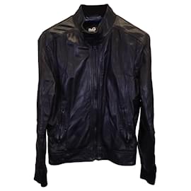 Dolce & Gabbana-Dolce & Gabbana Zipped Jacket in Black Leather-Black