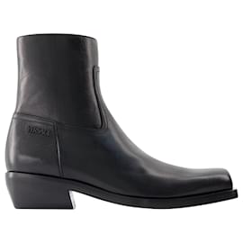 Versace-Botins Luciano - Versace - Couro - Preto-Preto