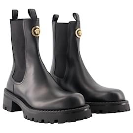 Versace-Booties Ankle Boots - Versace - Leather - Black-Black
