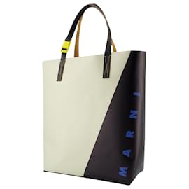 Marni-Sac Shopper N/s - Marni - Synthétique - Blanc/Noir-Blanc