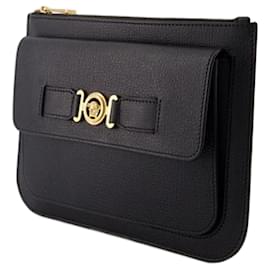 Versace-Clutch pequena Medusa Biggie - Versace - Couro - Preto-Preto