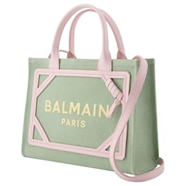 Balmain-Petit sac cabas B-Army - Balmain - Toile - Vert/Rose/Jaune-Vert