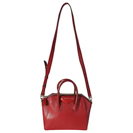 Givenchy-Givenchy Red Goatskin Mini Antigona Bag-Red