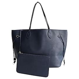 Louis Vuitton-Bolsa de ombro Louis Vuitton Neverfull MM em couro Epi azul-Azul