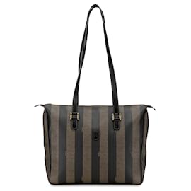Fendi-Fendi Brown Pequin Tote-Brown,Other