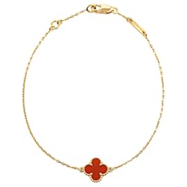 Autre Marque-Van Cleef and Arpels Gold 18K Rose Gold Carnelian Sweet Alhambra Bracelet-Other