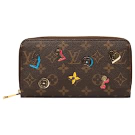 Louis Vuitton-Cartera con cremallera Love Lock y monograma marrón de Louis Vuitton-Castaño