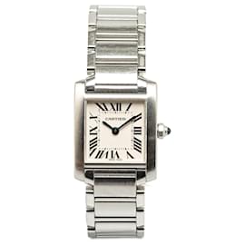 Cartier-Cartier Reloj Francaise con tanque de acero inoxidable y cuarzo plateado-Plata