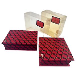 Autre Marque coordinated set of 2 vintage velvet boxes by Roberta di Camerino Red