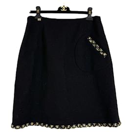 Chanel-Paris / Byzance New Black Tweed Skirt-Black