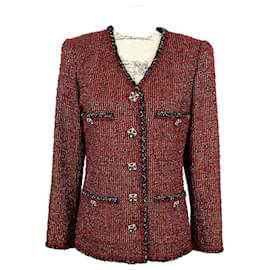 Chanel-CC Jewel Buttons Lesage Tweed Jacket-Red