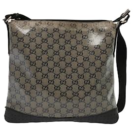 Gucci-GUCCI GG Crystal Shoulder Bag Black Beige 145857 Auth 73231-Black,Beige
