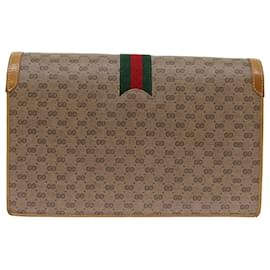 Gucci-GUCCI Micro GG Supreme Chain Web Sherry Line Shoulder Bag PVC Beige Auth yk12014-Beige