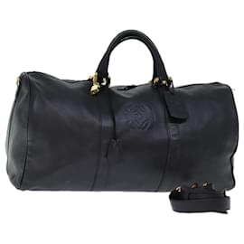 Loewe-LOEWE Boston Bag Leather 2way Black Auth 73140-Black