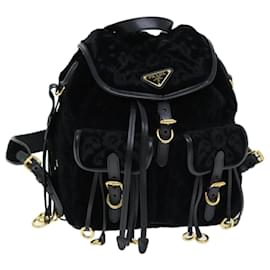 Prada-PRADA Zaino trapuntato in velluto nero Auth 73128A-Nero