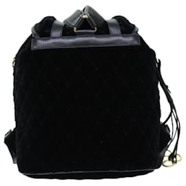 Prada-Mochila Acolchada PRADA Velour Negro Autenticación 73128A-Negro