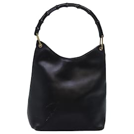 Gucci-Bolsa de ombro de bambu GUCCI couro preto 0013006 Autenticação 73163-Preto