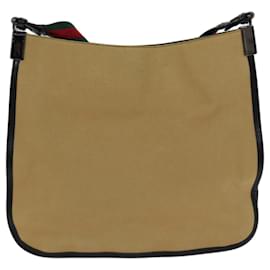 Gucci-GUCCI Web Sherry Line Umhängetasche Canvas Beige Grün 001 4321 2684 Auth ac2967-Beige,Grün