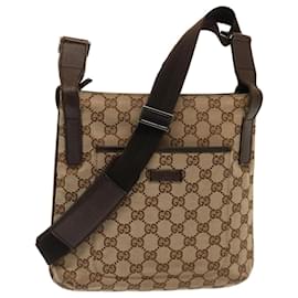 Gucci-GUCCI GG Canvas Umhängetasche Beige 122793 Auth 73373-Beige