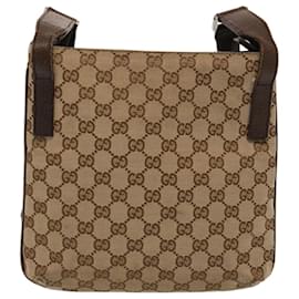 Gucci-GUCCI GG Canvas Umhängetasche Beige 122793 Auth 73373-Beige