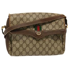 Gucci-GUCCI GG Supreme Web Sherry Line Umhängetasche PVC Beige 904 02 084 Auth 73034-Beige