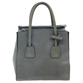 Prada-PRADA Hand Bag Leather 2way Gray Auth 72026-Grey
