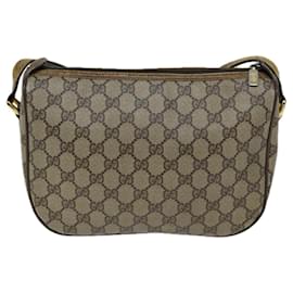 Gucci-GUCCI GG Supreme Web Sherry Line Shoulder Bag PVC Beige 89 02 077 Auth 73369-Beige