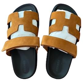 Hermès-Hermes Chypre sandals-Brown