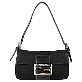 Fendi-Fendi Bolsa Mini Baguete com Fivela FF-Preto