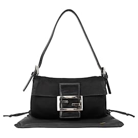 Fendi-Fendi Bolsa Mini Baguete com Fivela FF-Preto