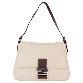 Fendi-Fendi Zucca Mamma Bolsa De Ombro Baguete-Bege