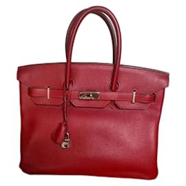 Hermès-Birkin 35 vermelho garança-Vermelho