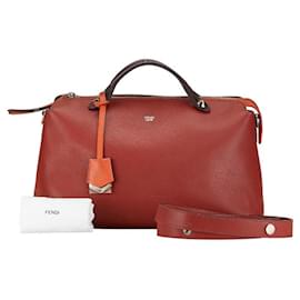 Fendi-Sac à main en cuir Fendi By The Way Studs 8BL125 en très bon état-Rouge